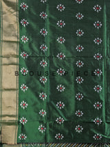 Dark green pure hyderabadi patola silk saree with zari border