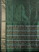 Dark green pure hyderabadi patola silk saree with zari border
