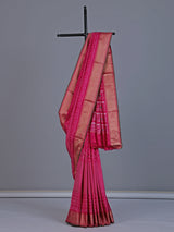 Rani pink pure hyderabadi patola silk saree with zari border