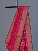 Rani pink pure hyderabadi patola silk saree with zari border