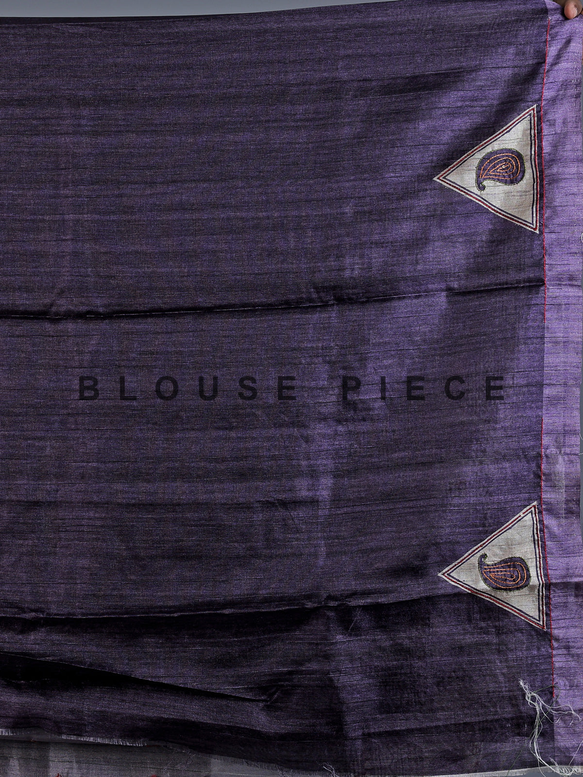 Purple cotton silk saree with printed sequin design
