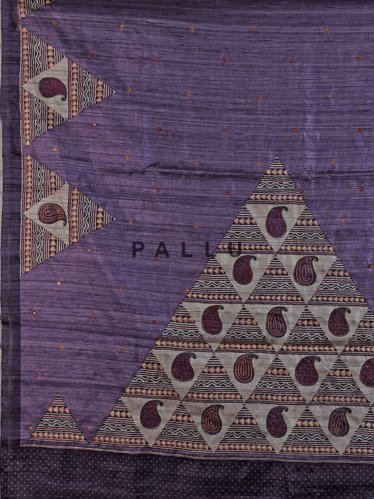 Purple cotton silk saree with printed sequin design