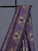 Purple cotton silk saree with printed sequin design
