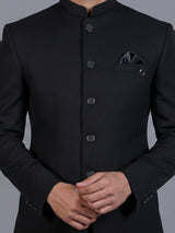 Black terry rayon Jodhpuri blazer for reception wear