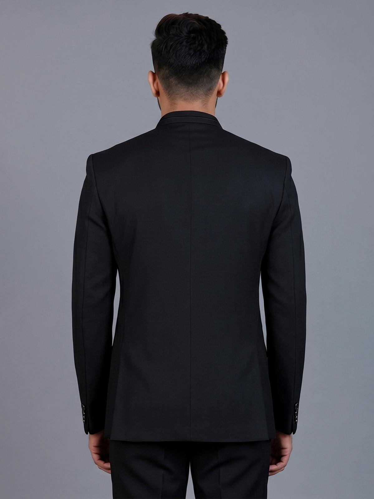 Black terry rayon Jodhpuri blazer for reception wear
