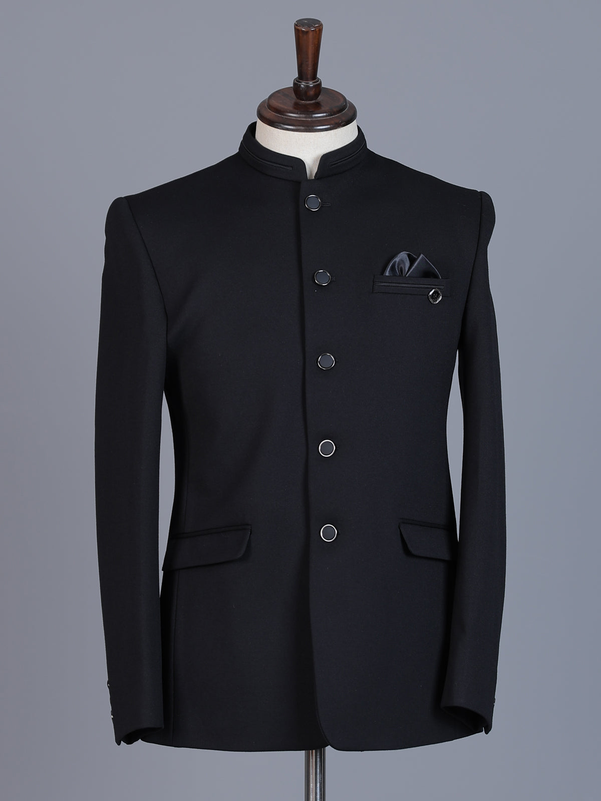Black terry rayon Jodhpuri blazer for reception wear