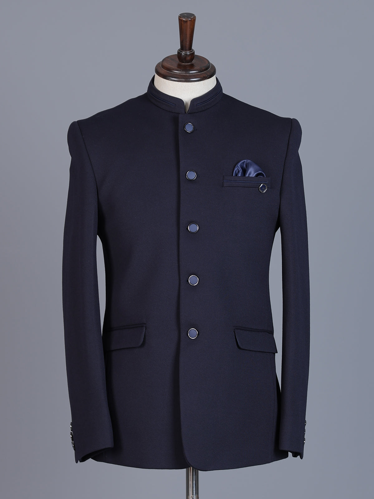 Navy terry rayon Jodhpuri blazer for weddings