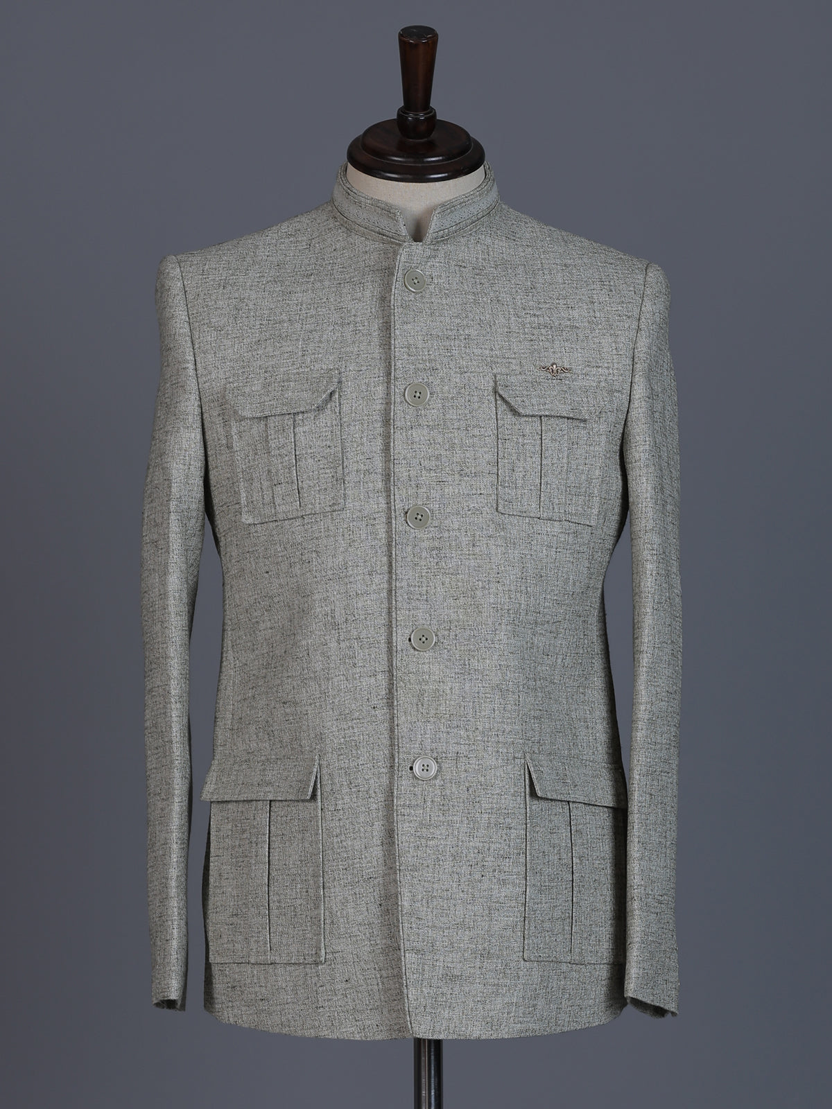 Grey linen textured blazer for men