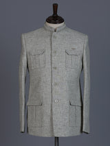 Grey linen textured blazer for men