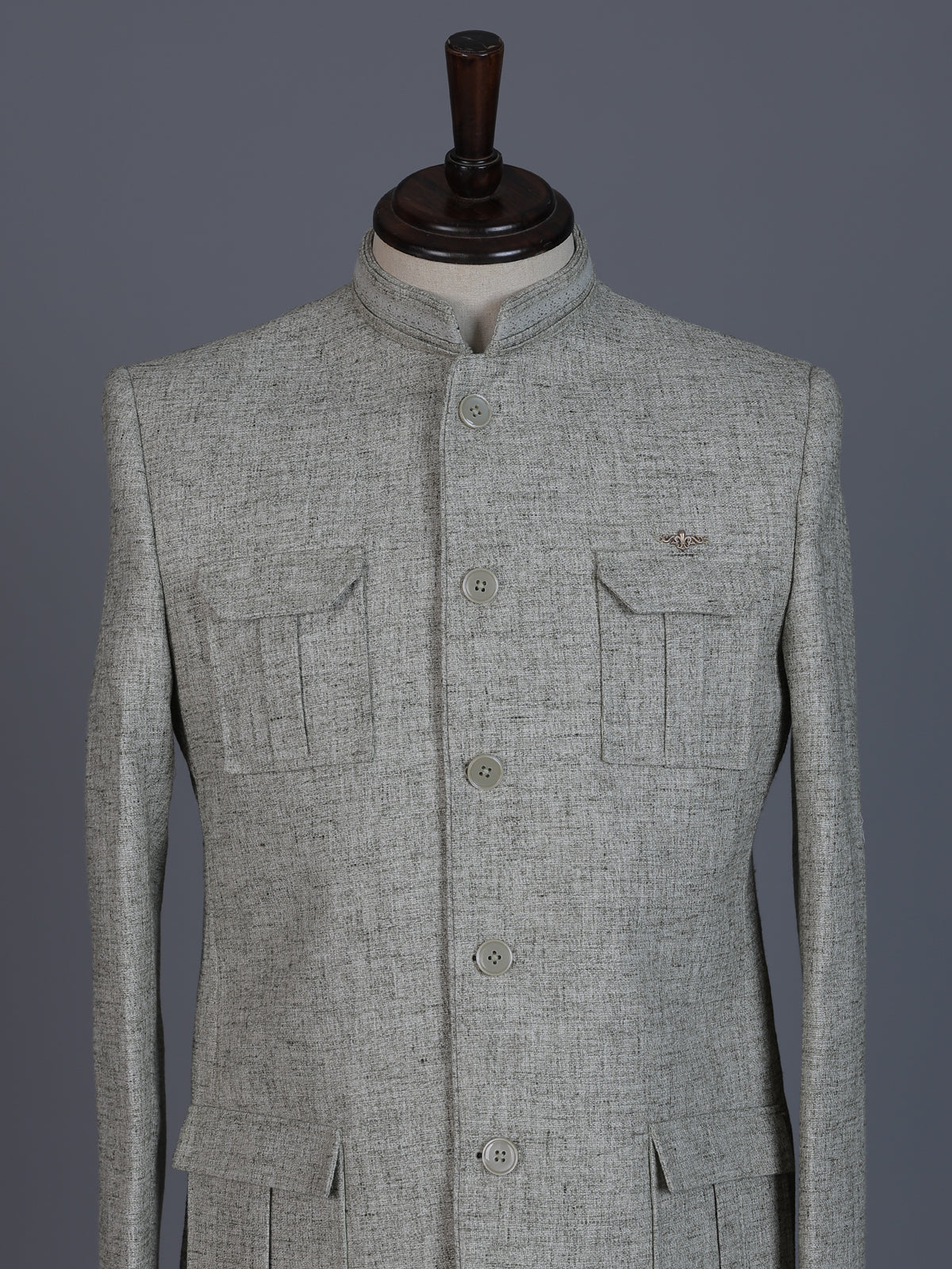 Grey linen textured blazer for men