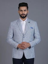 Light blue linen silk blazer for formal wear