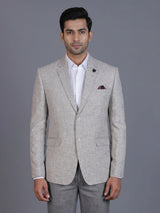 Beige linen silk blazer for formal occasions