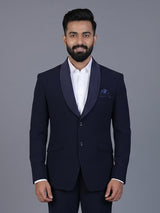 Navy terry rayon blazer for formal occasions