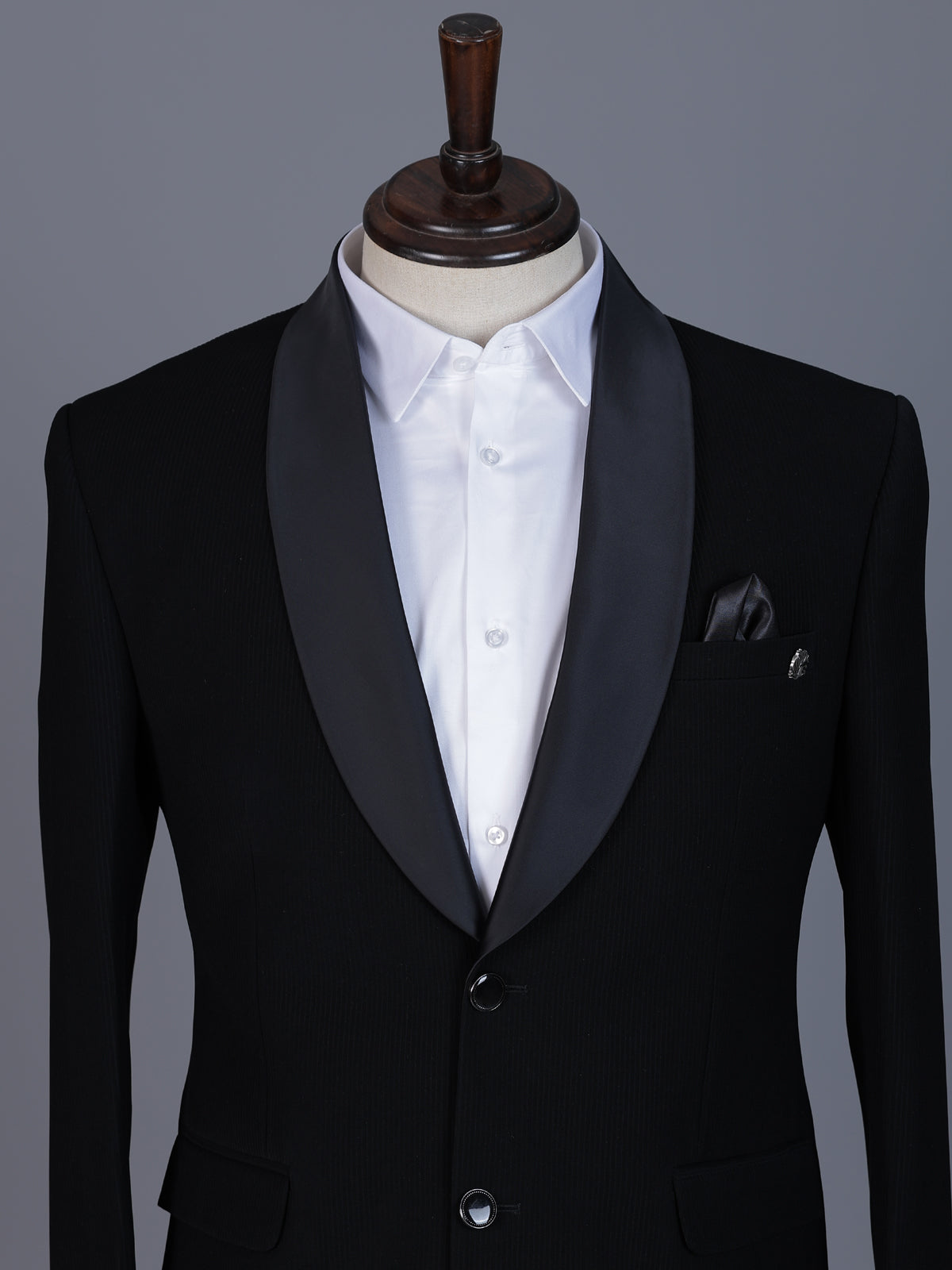 Black solid terry rayon blazer for party wear