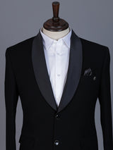 Black solid terry rayon blazer for party wear