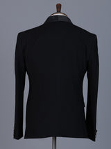 Black solid terry rayon blazer for party wear