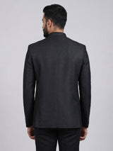 Black jacquard textured Jodhpuri blazer for men
