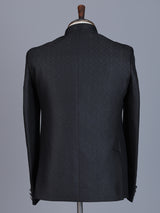 Black jacquard textured Jodhpuri blazer for men