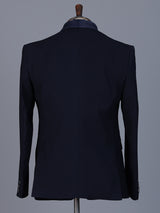 Navy terry rayon blazer for party wear