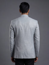Grey linen silk blazer for reception wear