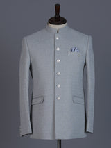 Grey linen silk blazer for reception wear