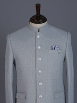 Grey linen silk blazer for reception wear