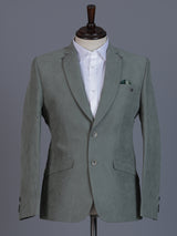 Pista green terry rayon blazer for party look