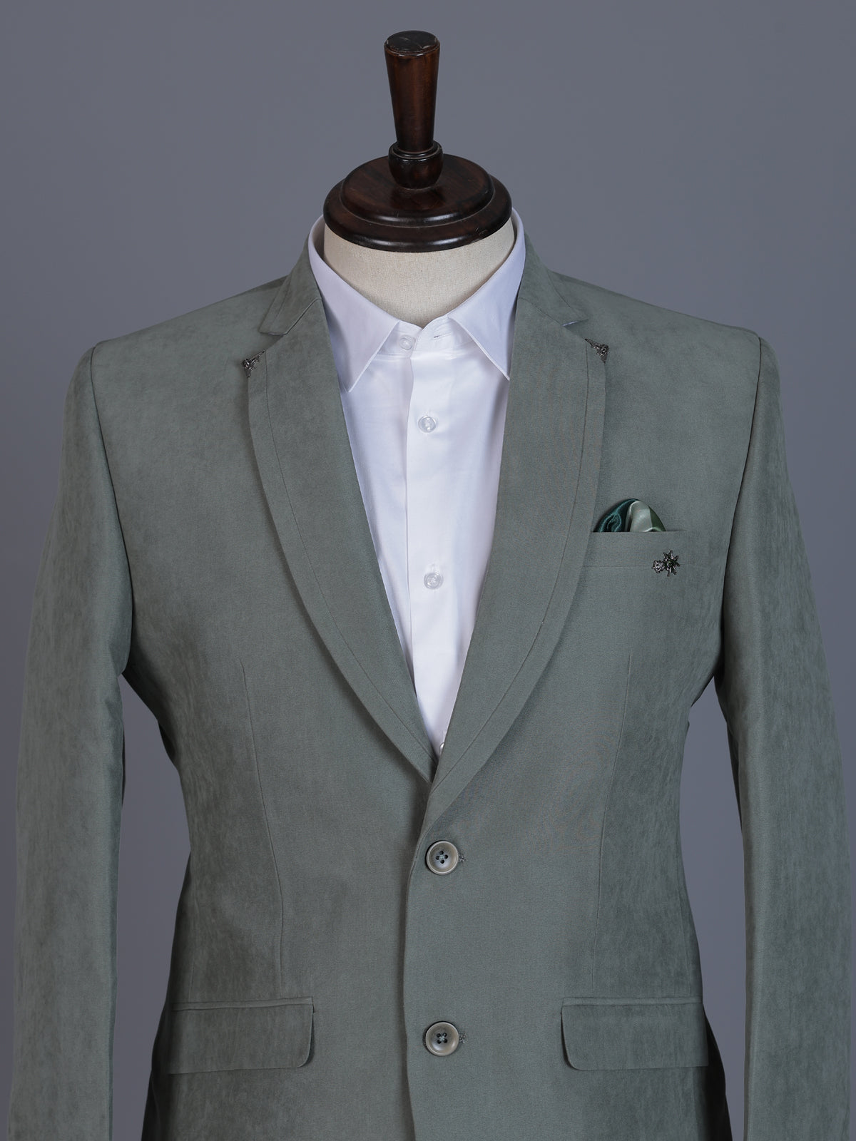Pista green terry rayon blazer for party look