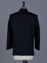 Navy polyester viscose jodhpuri suit with brooch