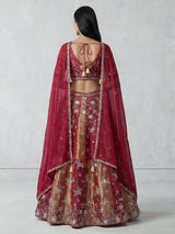 Magenta crepe silk lehenga choli with cutdana highlights