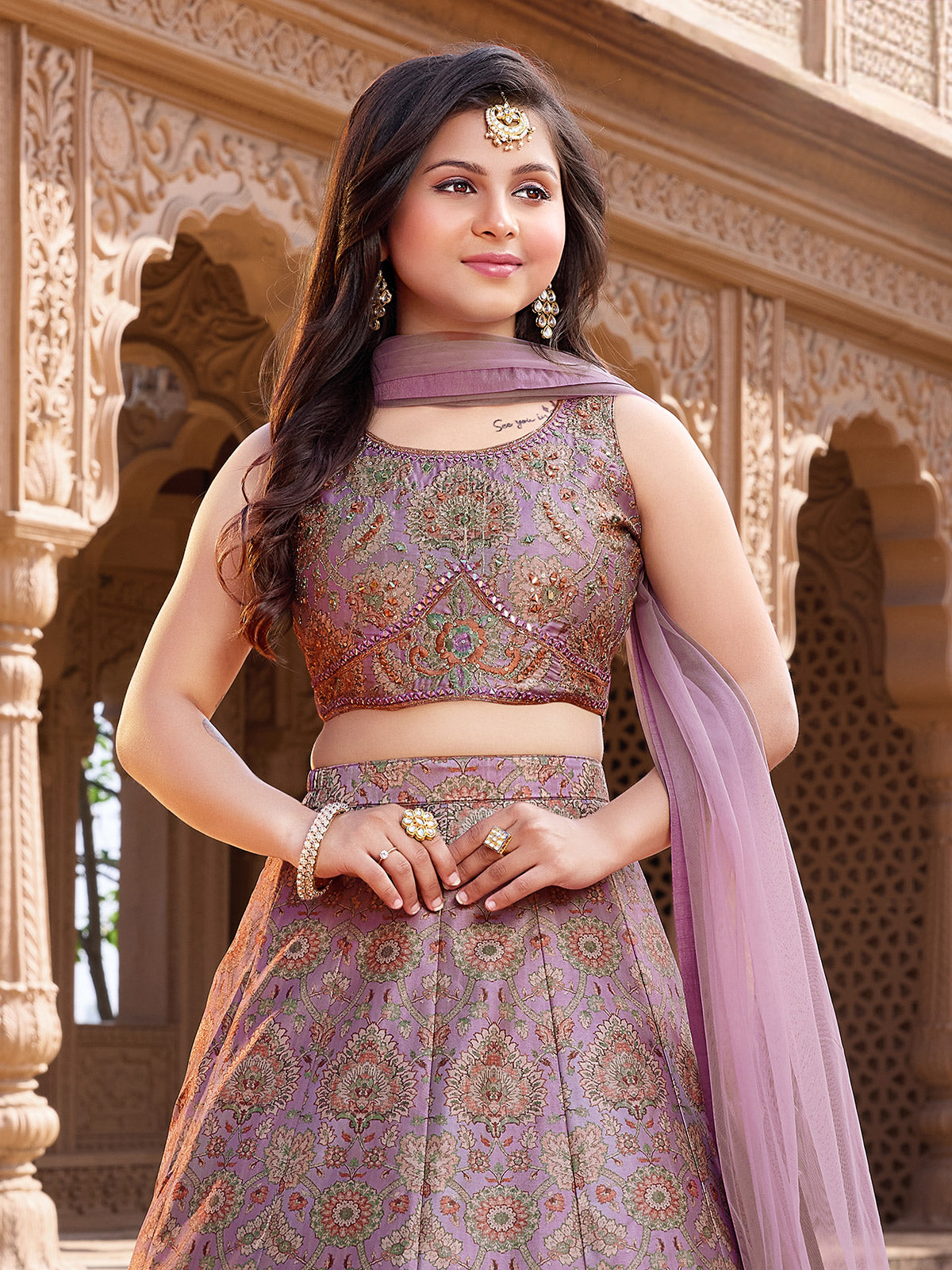 Purple jacquard silk lehenga choli