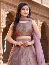 Purple jacquard silk lehenga choli