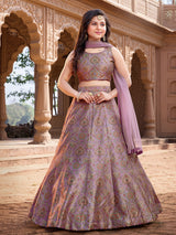 Purple jacquard silk lehenga choli