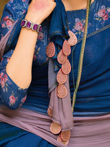 Blue shaded velvet chiffon saree with stone detailing