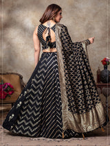 Black silk lehenga choli for wedding celebration