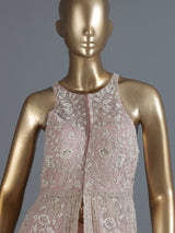 Elegant pink tissue silk palazzo suit with designer detailing
