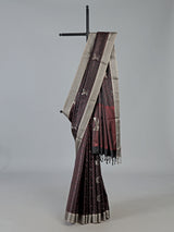 Charcoal black banarasi silk saree with intricate zari work