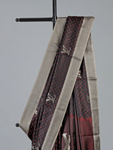 Charcoal black banarasi silk saree with intricate zari work
