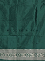 Dark green banarasi silk saree designed for wedding wear