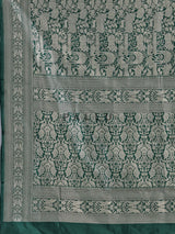 Dark green banarasi silk saree designed for wedding wear