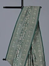 Dark green banarasi silk saree designed for wedding wear