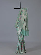 Green banarasi silk saree crafted for festive occasions