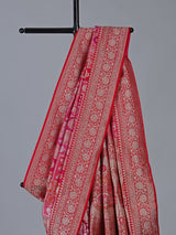 Rani pink banarasi silk saree with rich zari work for weddings