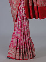 Rani pink banarasi silk saree with rich zari work for weddings