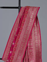 Rani pink banarasi silk saree perfect for wedding celebrations