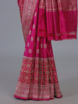 Rani pink banarasi silk saree perfect for wedding celebrations