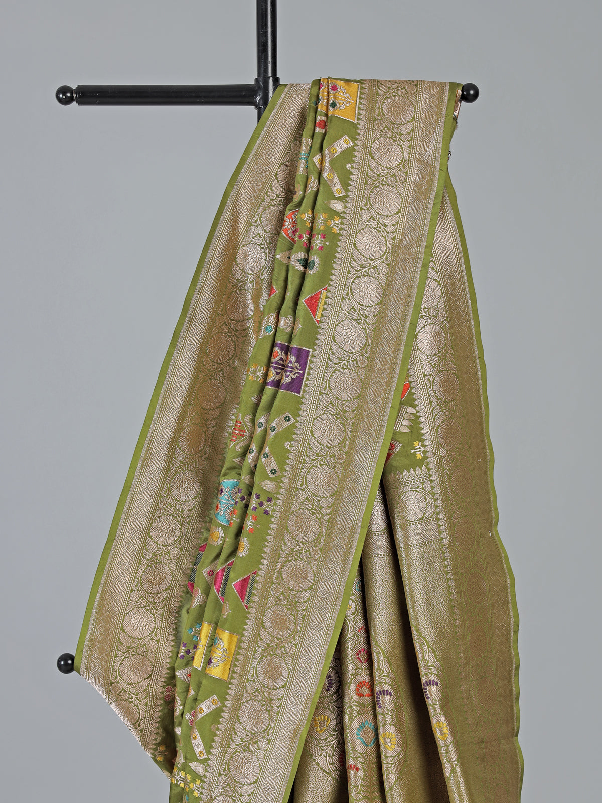 Light green banarasi silk saree ideal for festive occasions