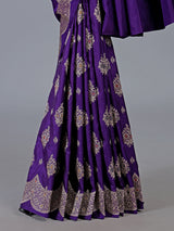 Purple banarasi silk saree with intricate zari work for weddings