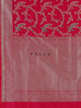 Red banarasi silk saree with golden zari detailing for wedding wear