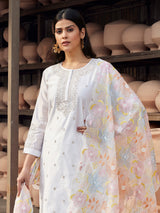 White tissue salwar suit with elegant embroidery